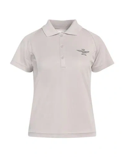 Aeronautica Militare Woman Polo Shirt Light Grey Size S Polyester In Gray