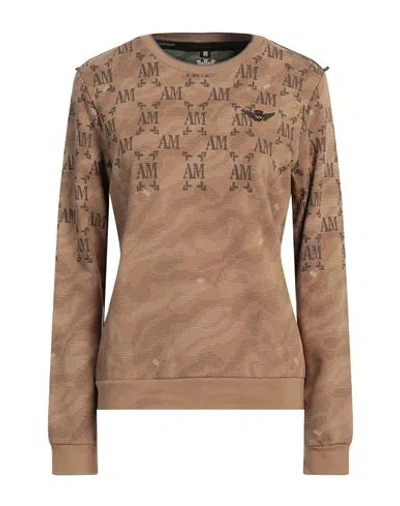 Aeronautica Militare Woman Sweatshirt Camel Size S Cotton, Elastane In Brown
