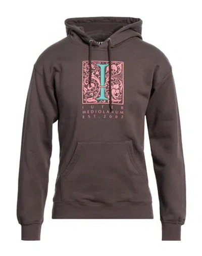 Iuter Man Sweatshirt Dark Brown Size Xs Cotton In Brown