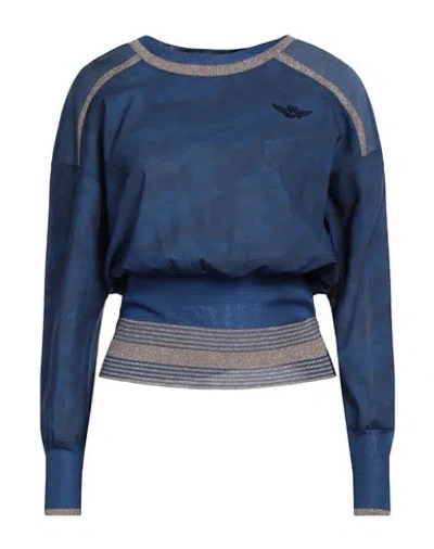 Aeronautica Militare Woman Top Blue Size S Polyester, Viscose In Blue
