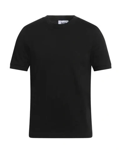 Alpha Studio Man T-shirt Black Size 46 Cotton In Black
