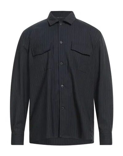 Low Brand Man Shirt Midnight Blue Size 5 Virgin Wool In Black