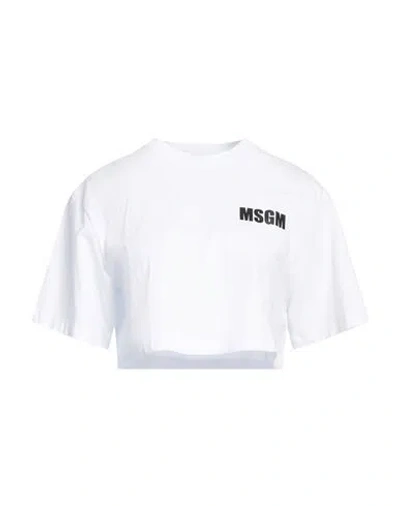 Msgm Woman T-shirt White Size Xs Cotton