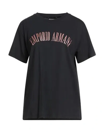 Emporio Armani Woman T-shirt Navy Size M Cotton In Black