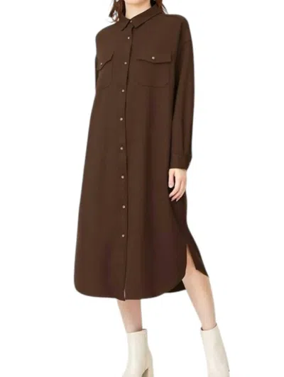Gold Hawk Paris Shirt Dress In Chocolate In Brown