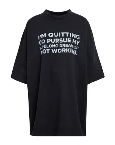 Vetements Woman T-shirt Black Size L Cotton In Black