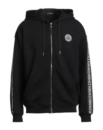 Versace Man Sweatshirt Black Size L Cotton In Black