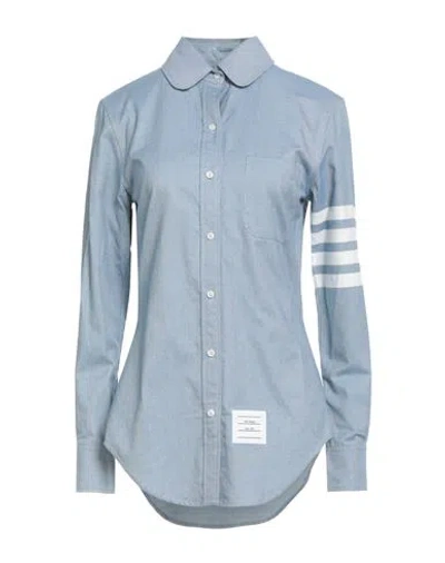 Thom Browne Woman Shirt Slate Blue Size 10 Cotton In Blue