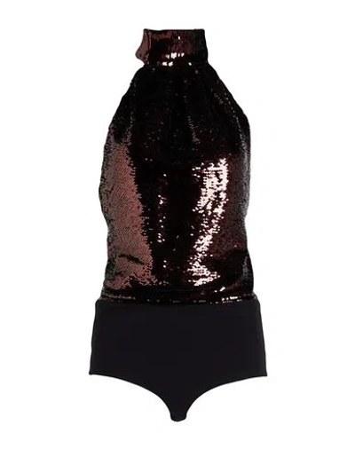 Philosophy Di Lorenzo Serafini Woman Bodysuit Chocolate Brown Size 6 Polyester, Cotton, Elastane In Brown