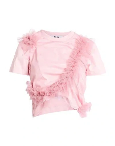 Msgm Woman T-shirt Pink Size M Cotton, Polyamide In Pink