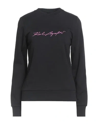 Karl Lagerfeld Woman Sweatshirt Black Size M Organic Cotton In Black