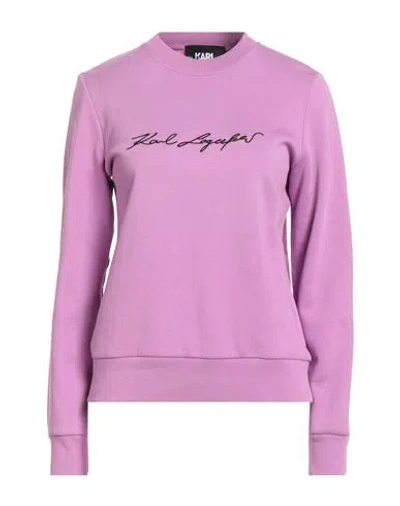 Karl Lagerfeld Woman Sweatshirt Mauve Size M Organic Cotton In Pink
