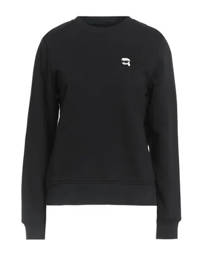 Karl Lagerfeld Woman Sweatshirt Black Size L Organic Cotton, Recycled Polyester In Black