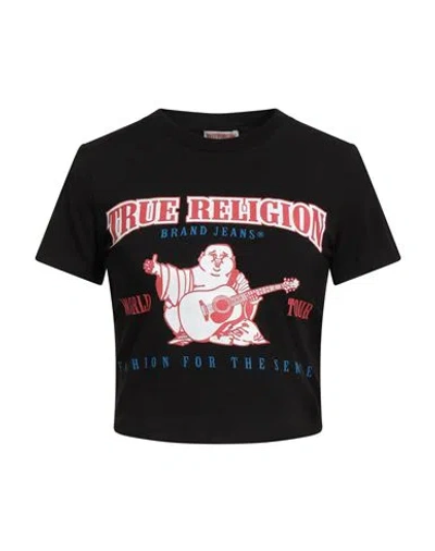True Religion Woman T-shirt Black Size L Cotton, Elastane In Black