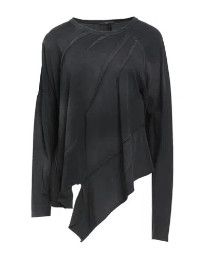 High Use Woman T-shirt Charcoal Size L Cotton In Black
