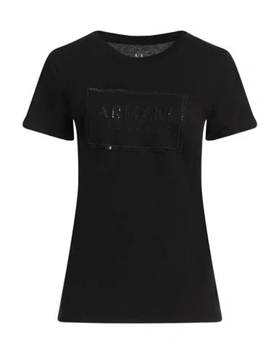 Armani Exchange Woman T-shirt Black Size S Cotton In Black