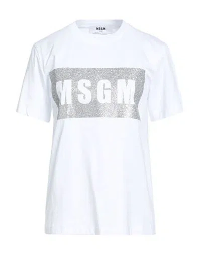 Msgm Woman T-shirt White Size L Cotton In White