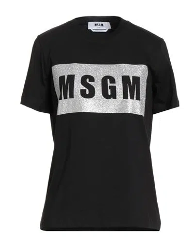 Msgm Woman T-shirt Black Size L Cotton In Black