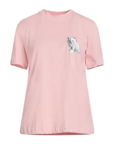Msgm Woman T-shirt Light Pink Size S Cotton In Pink
