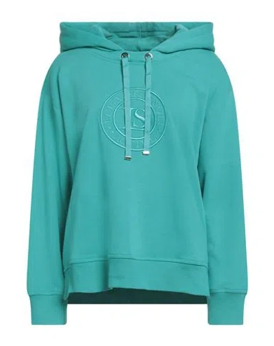 Luisa Spagnoli Woman Sweatshirt Turquoise Size L Cotton, Polyester In Blue