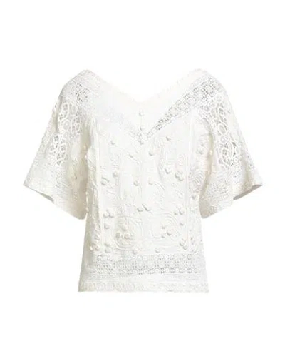 Tory Burch Woman Top Ivory Size 10 Linen, Cotton, Polyester In White
