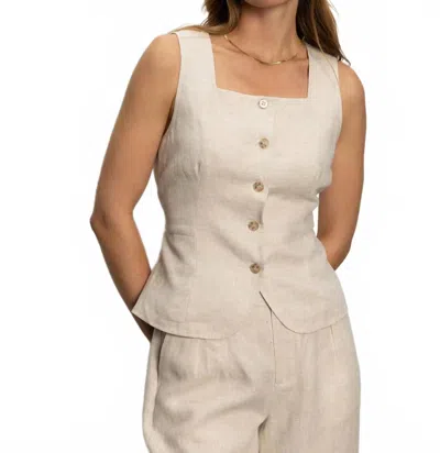 Sanctuary Womens Outsmart Linen Square Neck Vest Hopper Linen Straight Leg Pants In Neutral