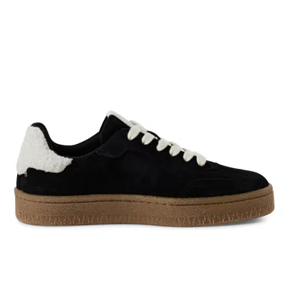 Tmrs Tamaris Womens Black White Fur Suede Leather Fashion Lace Up Sneakers