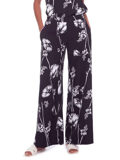 Up Wildflower Silk Pant In Black Print In Black