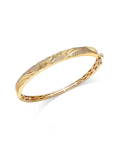 Bloomingdale's Fine Collection Diamond Textured Bangle Bracelet In 14k Yellow Gold, 0.86 Ct. T. W.