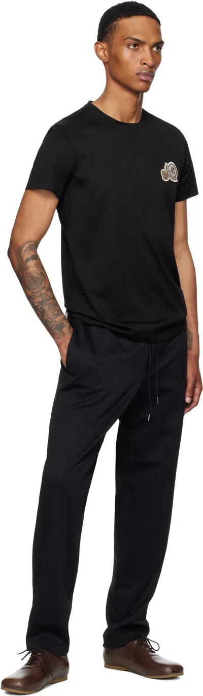 Moncler Double Logo Patch Cotton T-shirt Clothing In Black