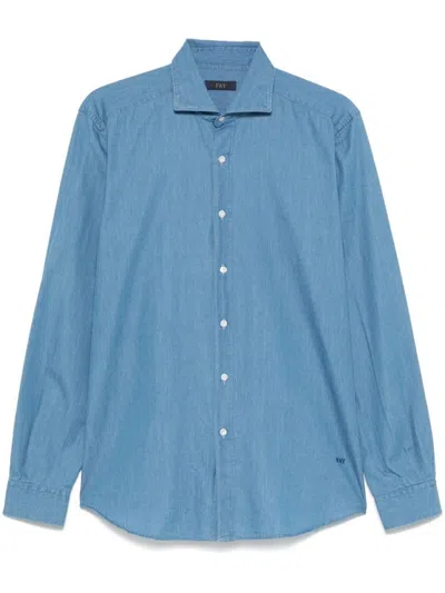 Fay Chambray Shirt In Blue