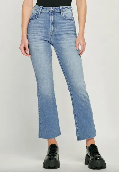 Hidden Darcy Clean Cut High Rise Cropped Flare Jeans In Light Wash In Blue