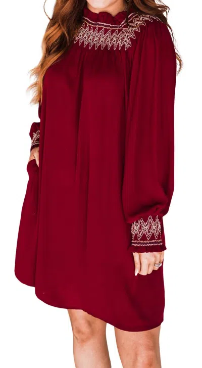 Layerz Clothing Delaney Smocked Mini Dress In Red In Burgundy