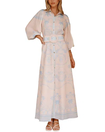 Amina Glam Linen-blend Maxi Dress In Pink