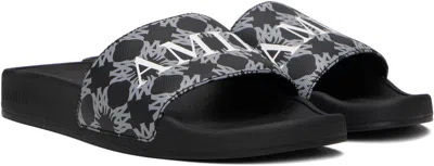 Amiri Black Ma Quad Canvas Pool Slides