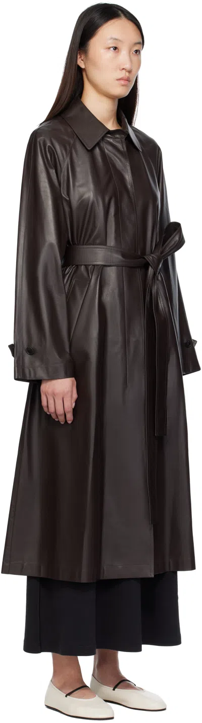 The Row Brown Ryota Leather Coat In Black