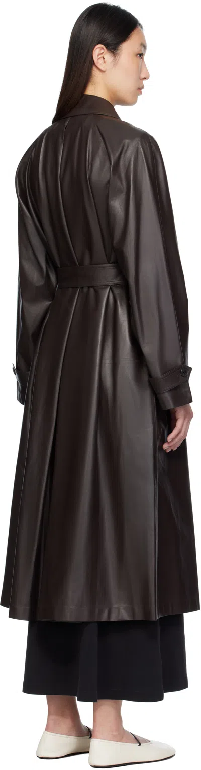 The Row Brown Ryota Leather Coat In Black