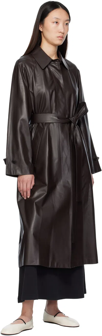 The Row Brown Ryota Leather Coat In Black