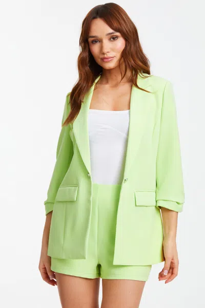 Quiz Women's Ruched Sleeve Tailored Blazer In Green