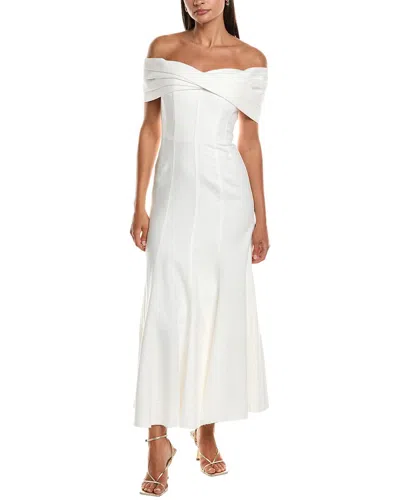 Nicholas Ariana Linen-blend Midi Dres In White