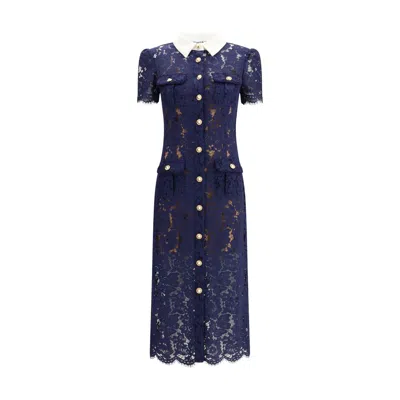 Self-portrait Long Lace Dress In Blue