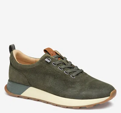 Johnston & Murphy Men's Kinnon Perfed Jogger In Olive Oiled Suede
