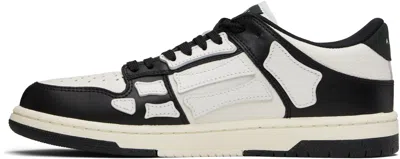 Amiri Skel Top Low White And Black Sneakers With Skeleton Patch In Leather Man In White