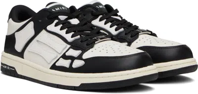Amiri Skel Top Low White And Black Sneakers With Skeleton Patch In Leather Man In White