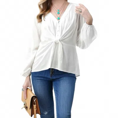 Icebird Long Sleeve V Neck Blouse In White