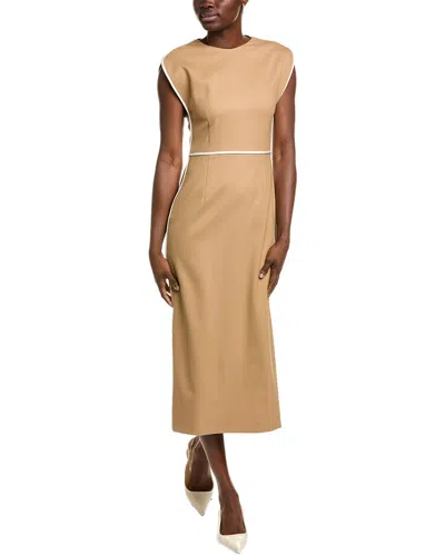Hugo Boss Boss Detira Wool Blend Sheath Dress In Neutral