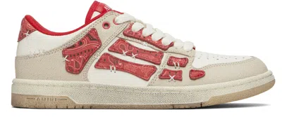 Amiri Leather Bandana Skel Sneakers With Contrast Panels In Neutral