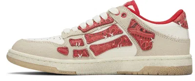 Amiri Leather Bandana Skel Sneakers With Contrast Panels In Neutral