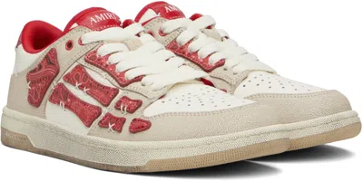 Amiri Leather Bandana Skel Sneakers With Contrast Panels In Neutral
