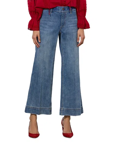 Alice And Olivia Slay Clean Wide Leg Jeans In Avery Blue In Blue